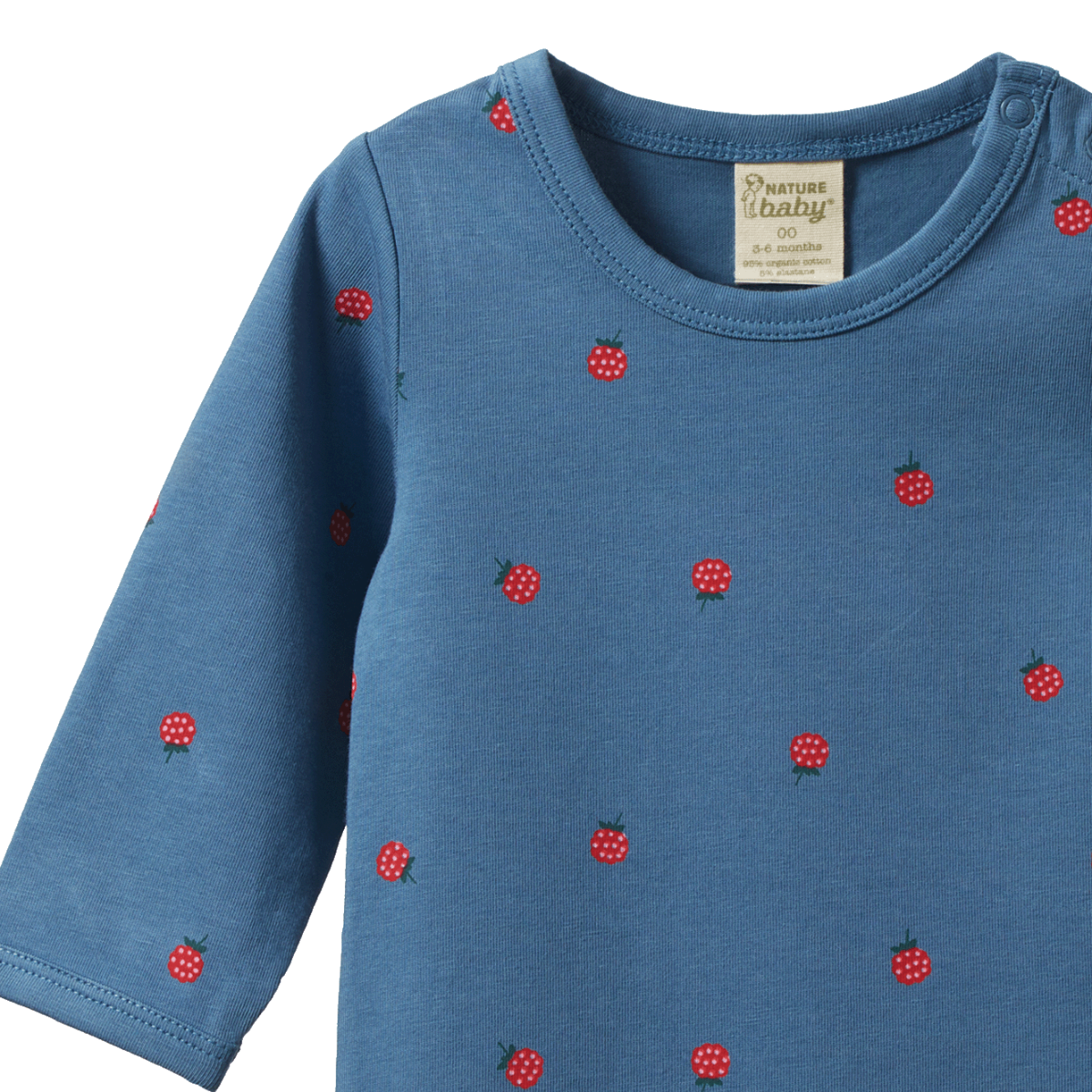 Stretch Jersey L/S Bodysuit - Raspberry Blue Print