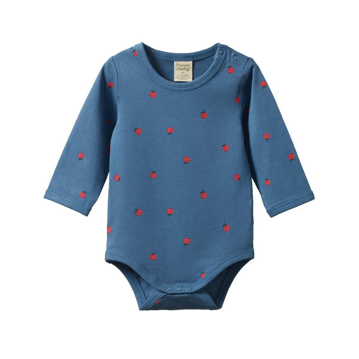 Stretch Jersey L/S Bodysuit - Raspberry Blue Print