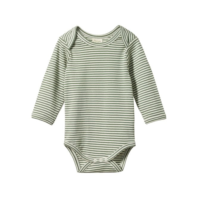 Long Sleeve Bodsuit - Nettle Stripe