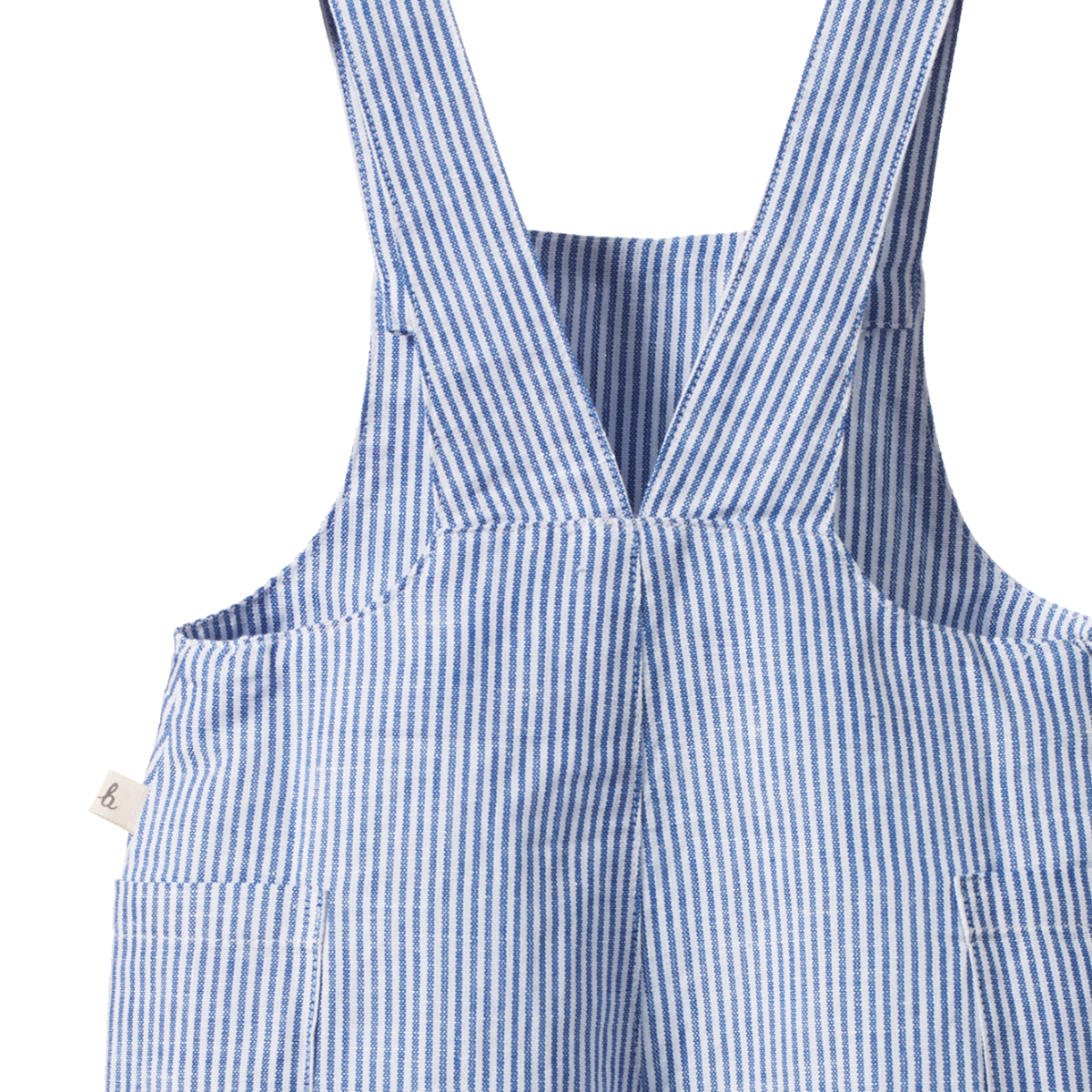 Tucker Shortie Overalls - Blue Stripe