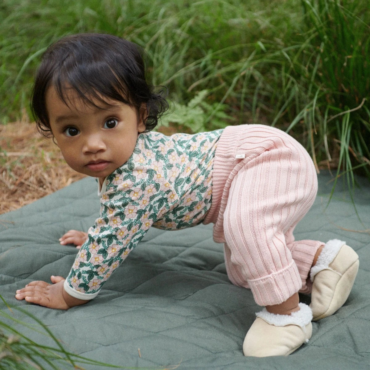 Long Sleeve Bodsuit - Garland Print