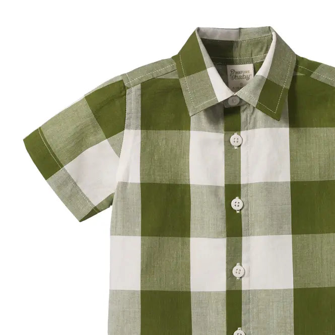 Short Sleeve Ira Button Up - Jungle Check