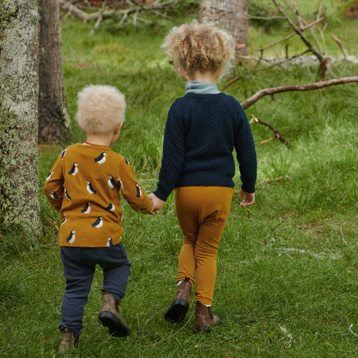 Long Sleeve River Tee - Puffin Toffee Print