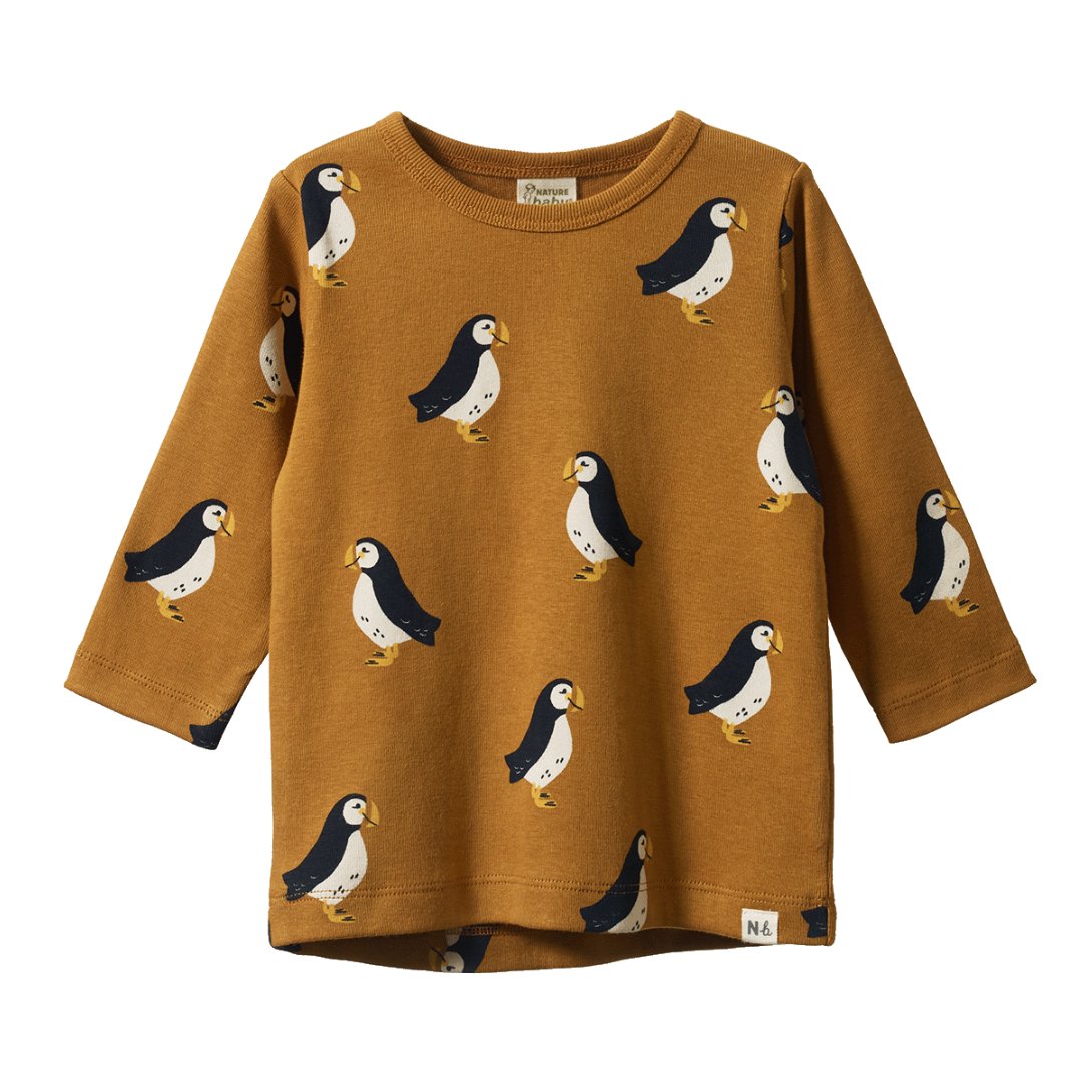 Long Sleeve River Tee - Puffin Toffee Print