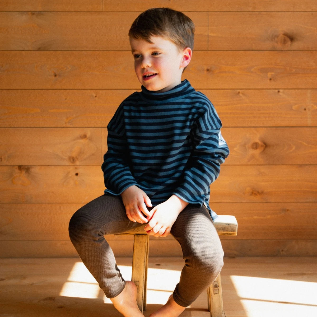 Turtle Neck - Navy/Teal Sea Stripe