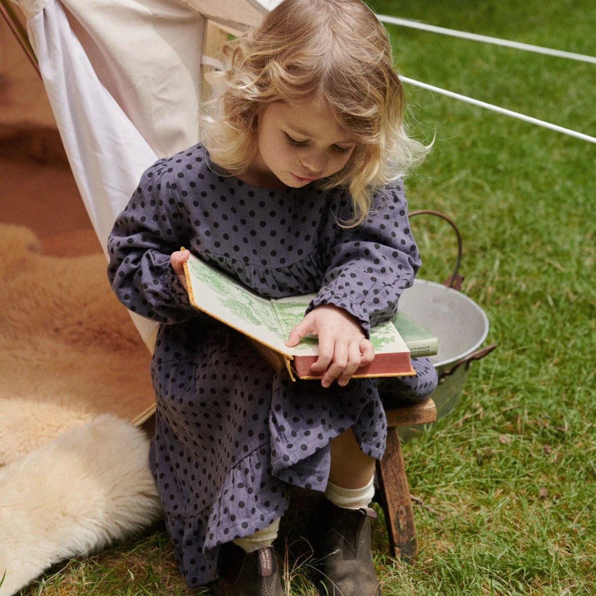Elliot Dress - Violet Polka Dot Print