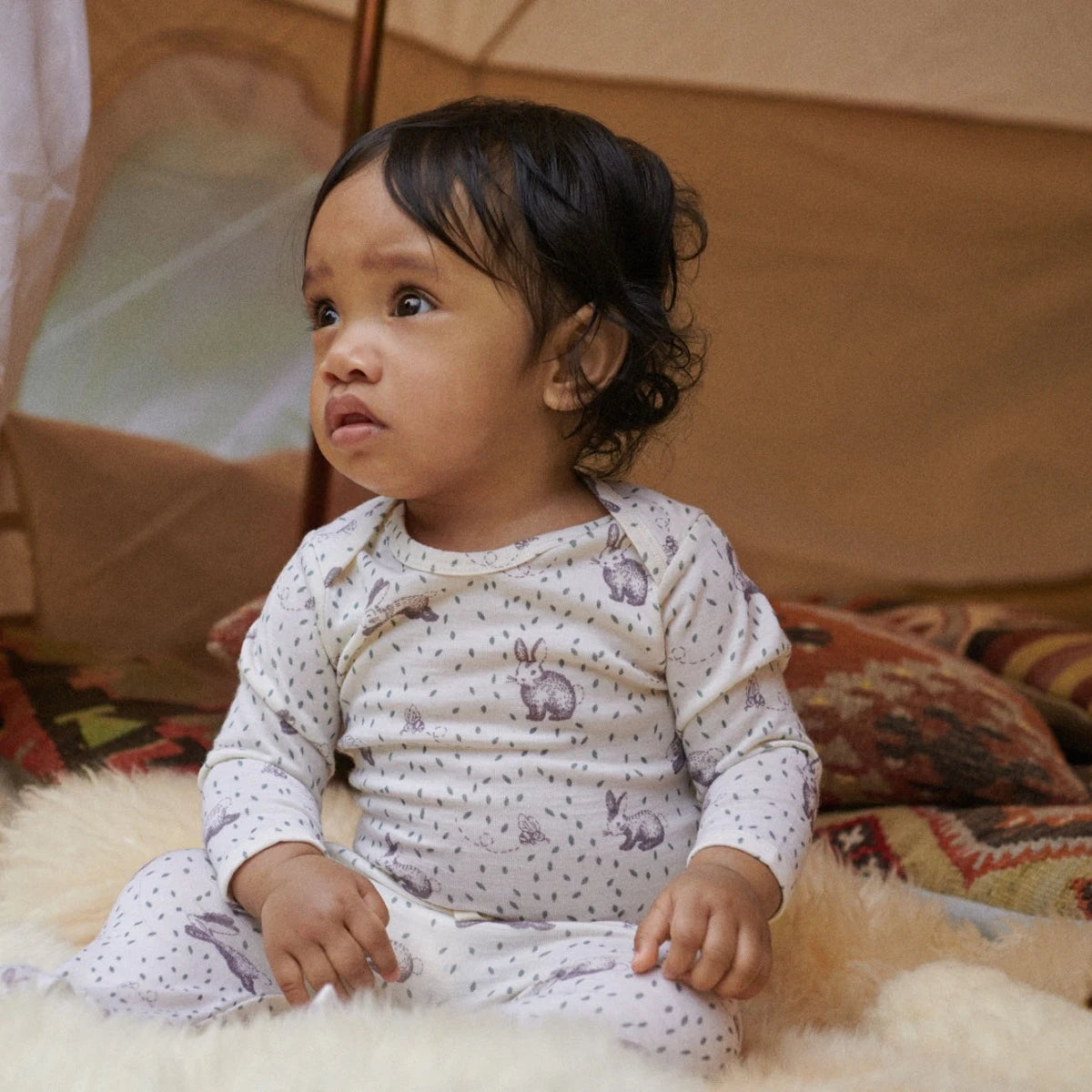 Merino Bodysuit - Rabbitty Print