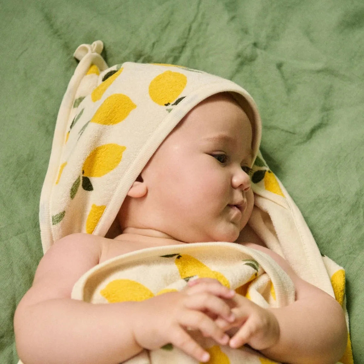 Cotton Hooded Towel Lemon Print Terry