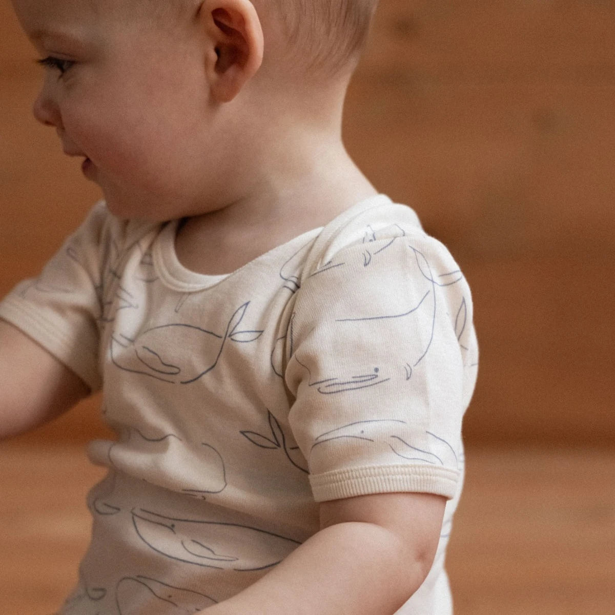Short Sleeve Bodysuit - Whale Print