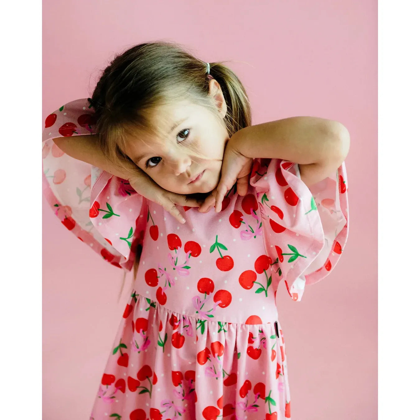 Cherry Polka Short Sleeve Holiday Dress