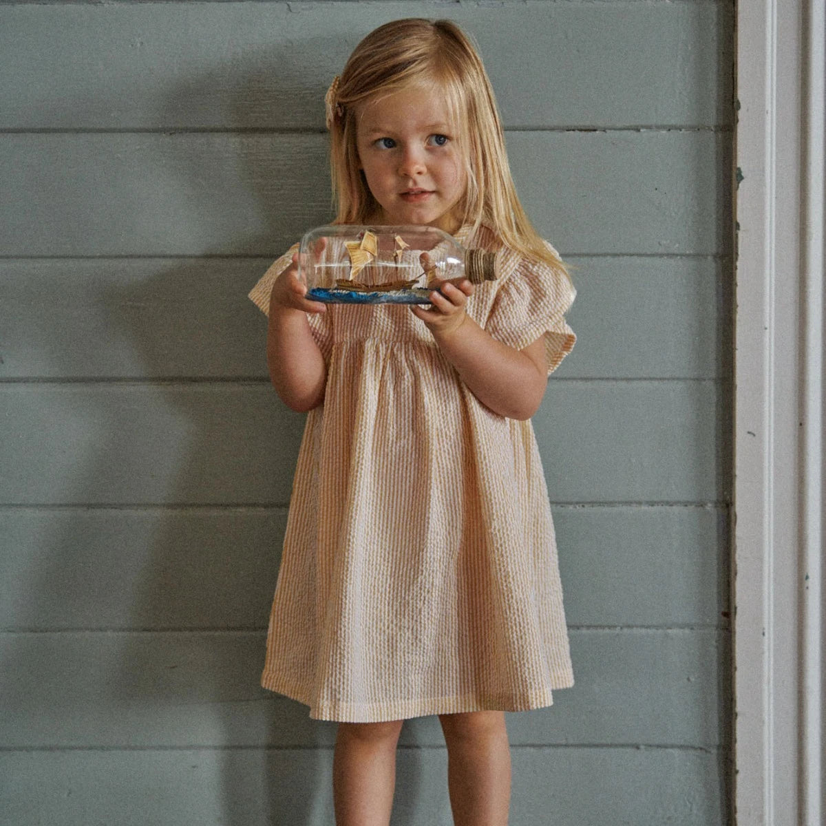 Bonnie Dress Seersucker - Golden Stripe