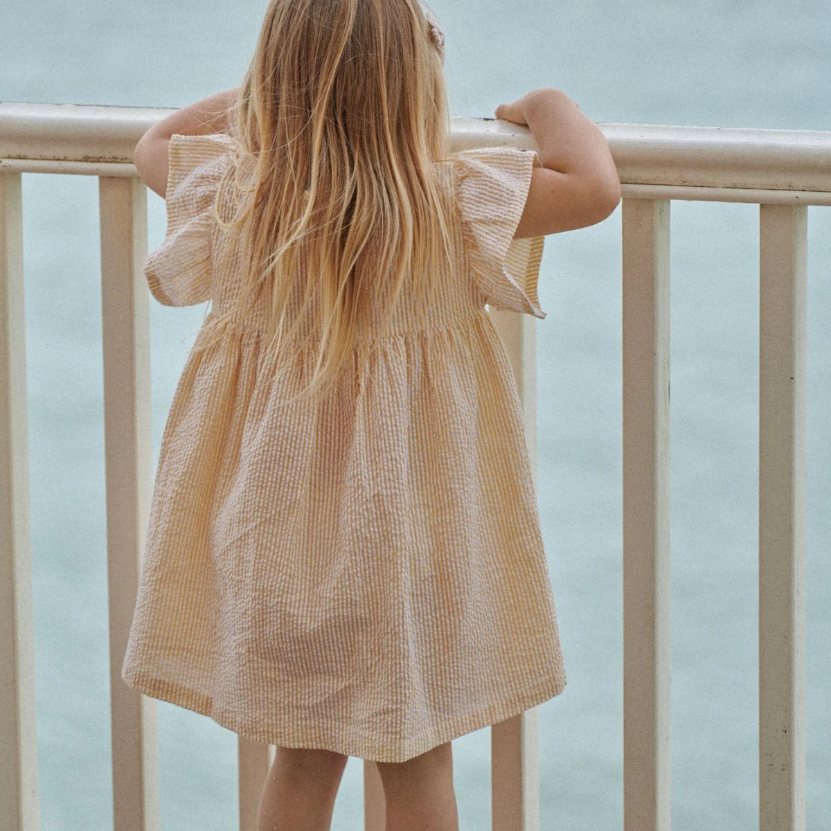 Bonnie Dress Seersucker - Golden Stripe