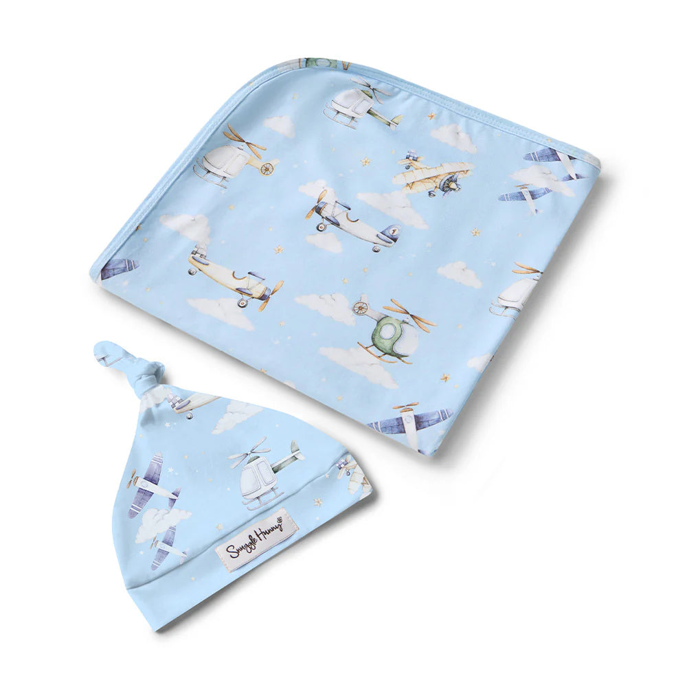 Taking Flight Organic Jersey Wrap &amp; Beanie Set