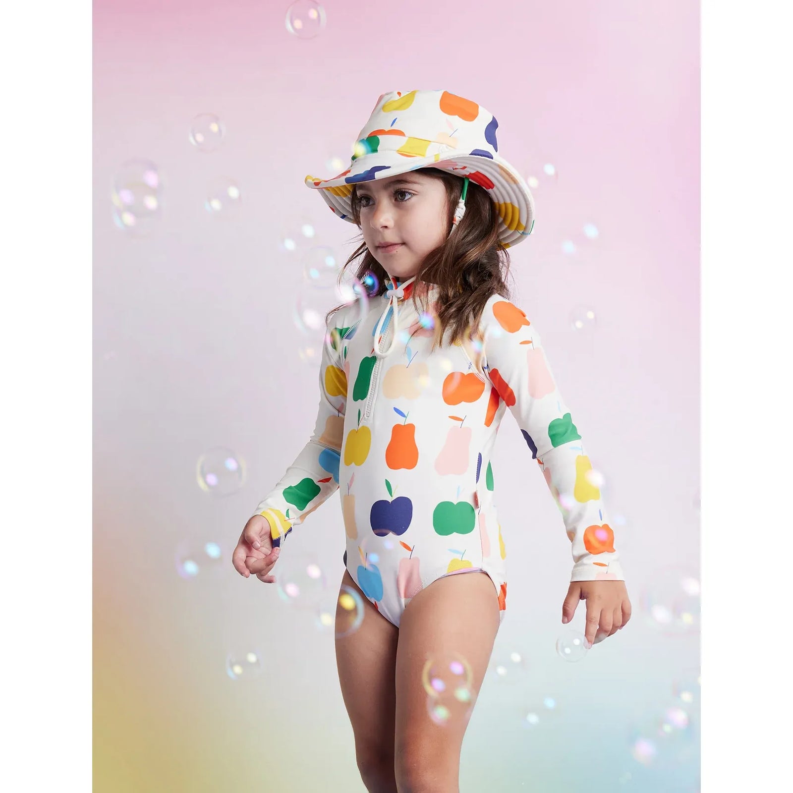Long Sleeve Zip Bather - Tiny Orchard