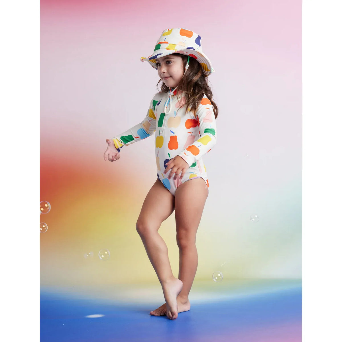 Long Sleeve Zip Bather - Tiny Orchard