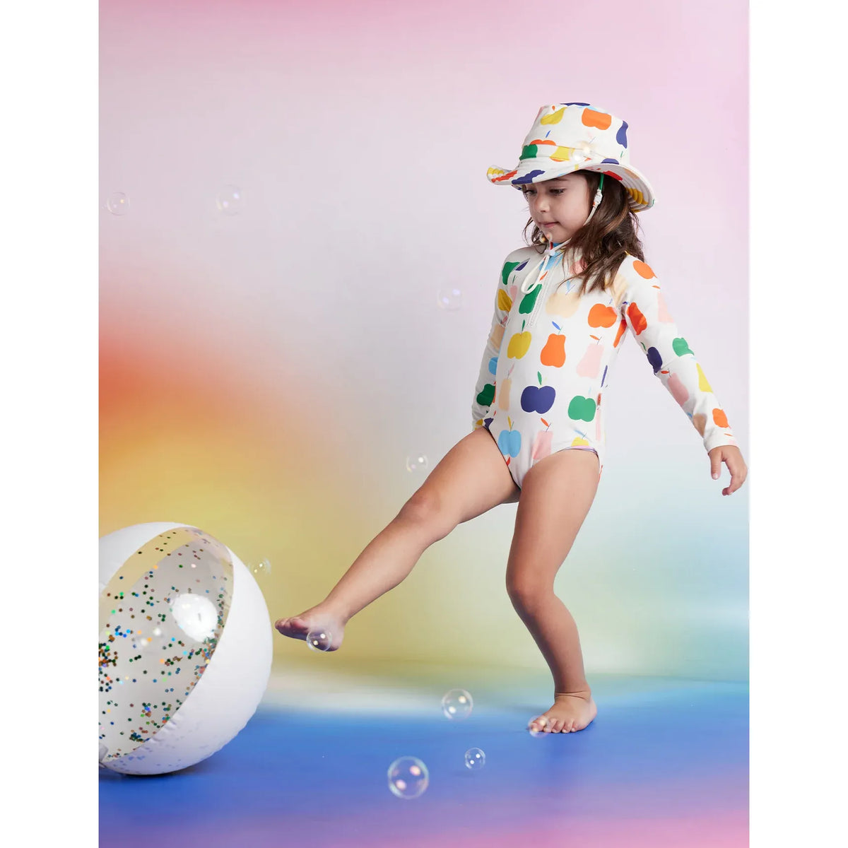 Long Sleeve Zip Bather - Tiny Orchard