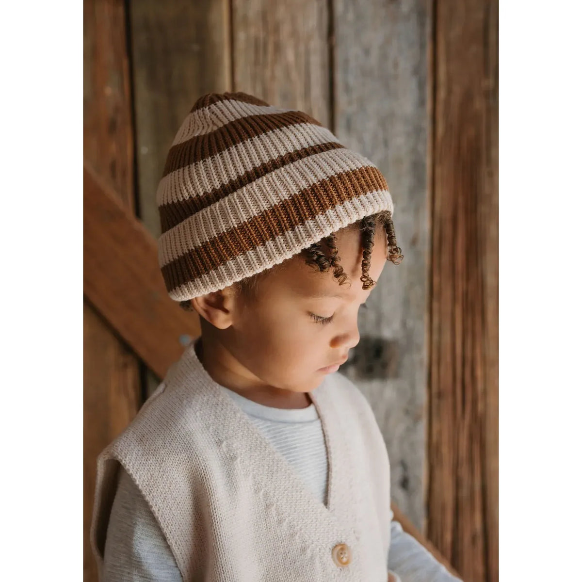 Tokyo Merino Beanie Caramel Stripe