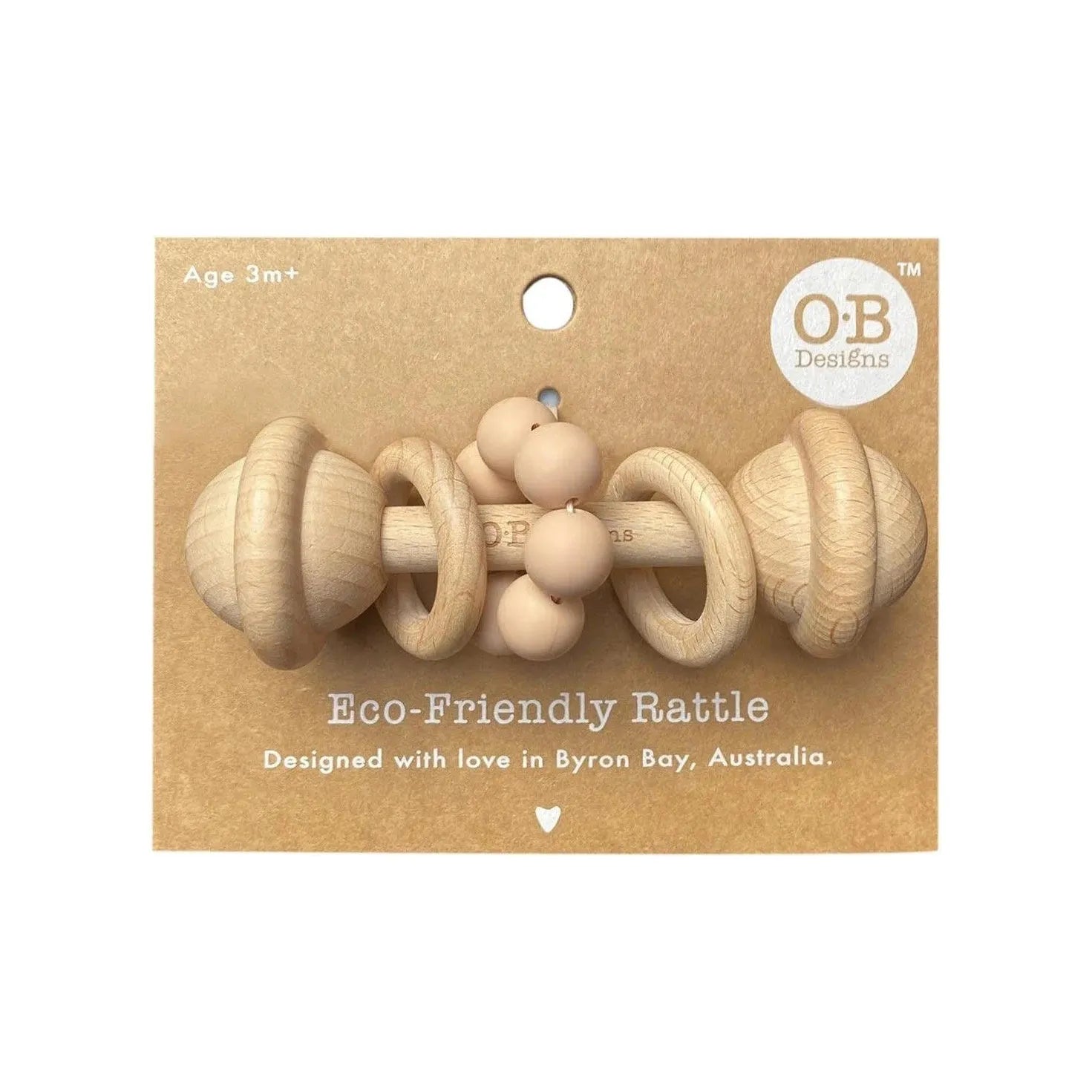 Eco-Friendly Rattle Organic Beechwood Silicone Toy Peach