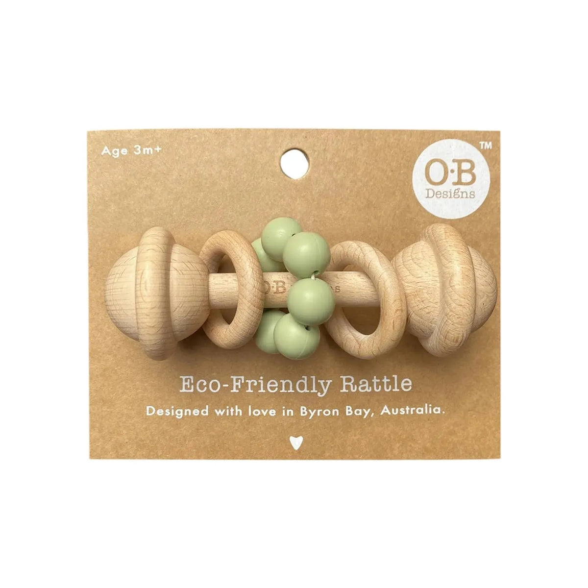 Eco-Friendly Rattle Organic Beechwood Silicone Toy Mint
