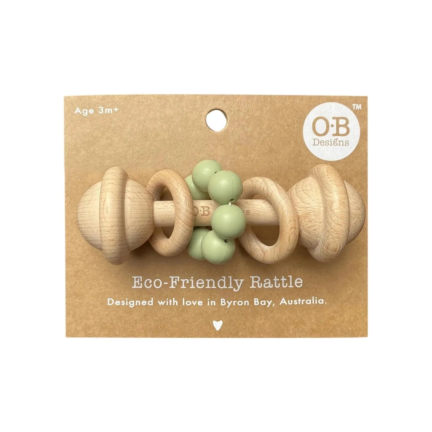 Eco-Friendly Rattle Organic Beechwood Silicone Toy Mint