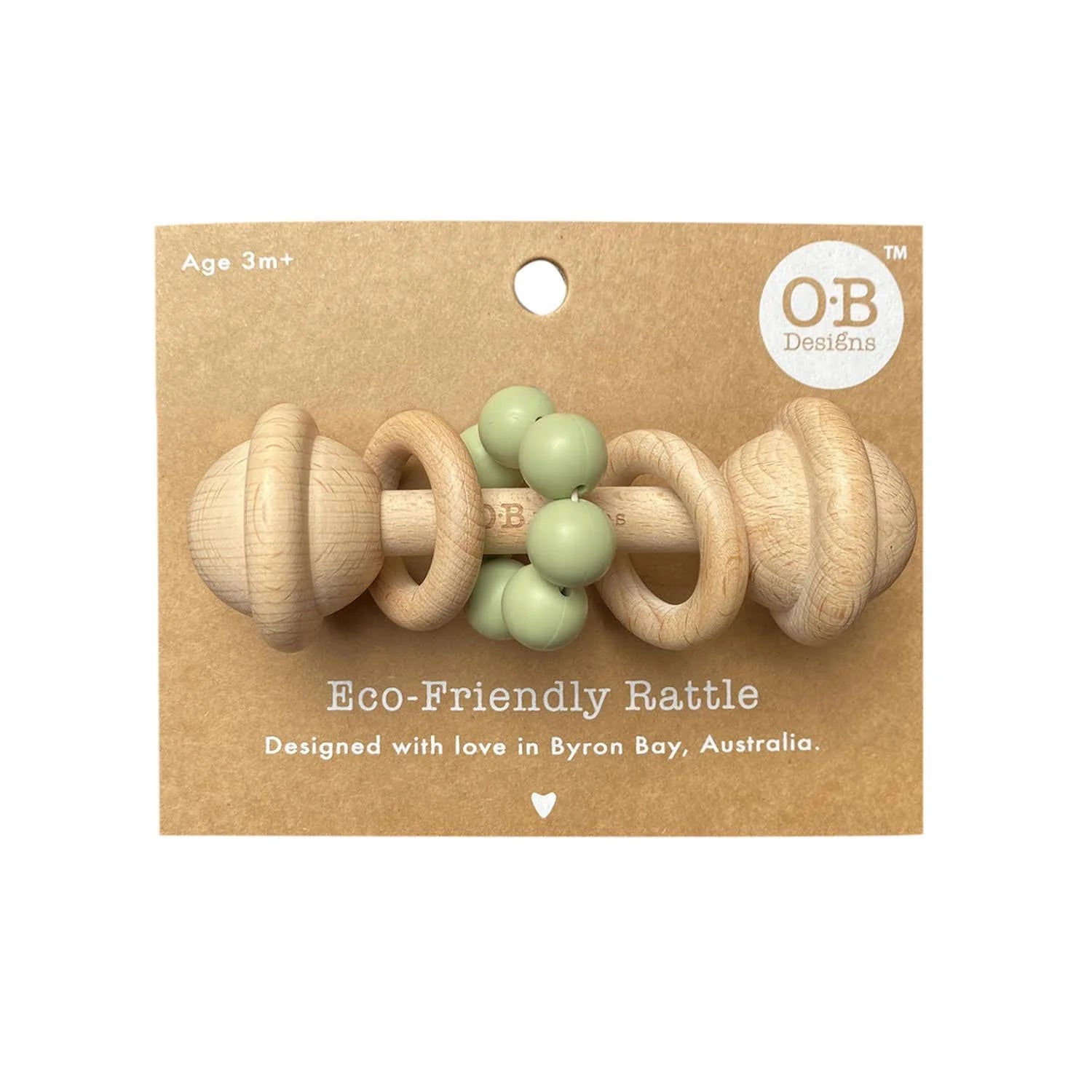 Eco-Friendly Rattle Organic Beechwood Silicone Toy Mint