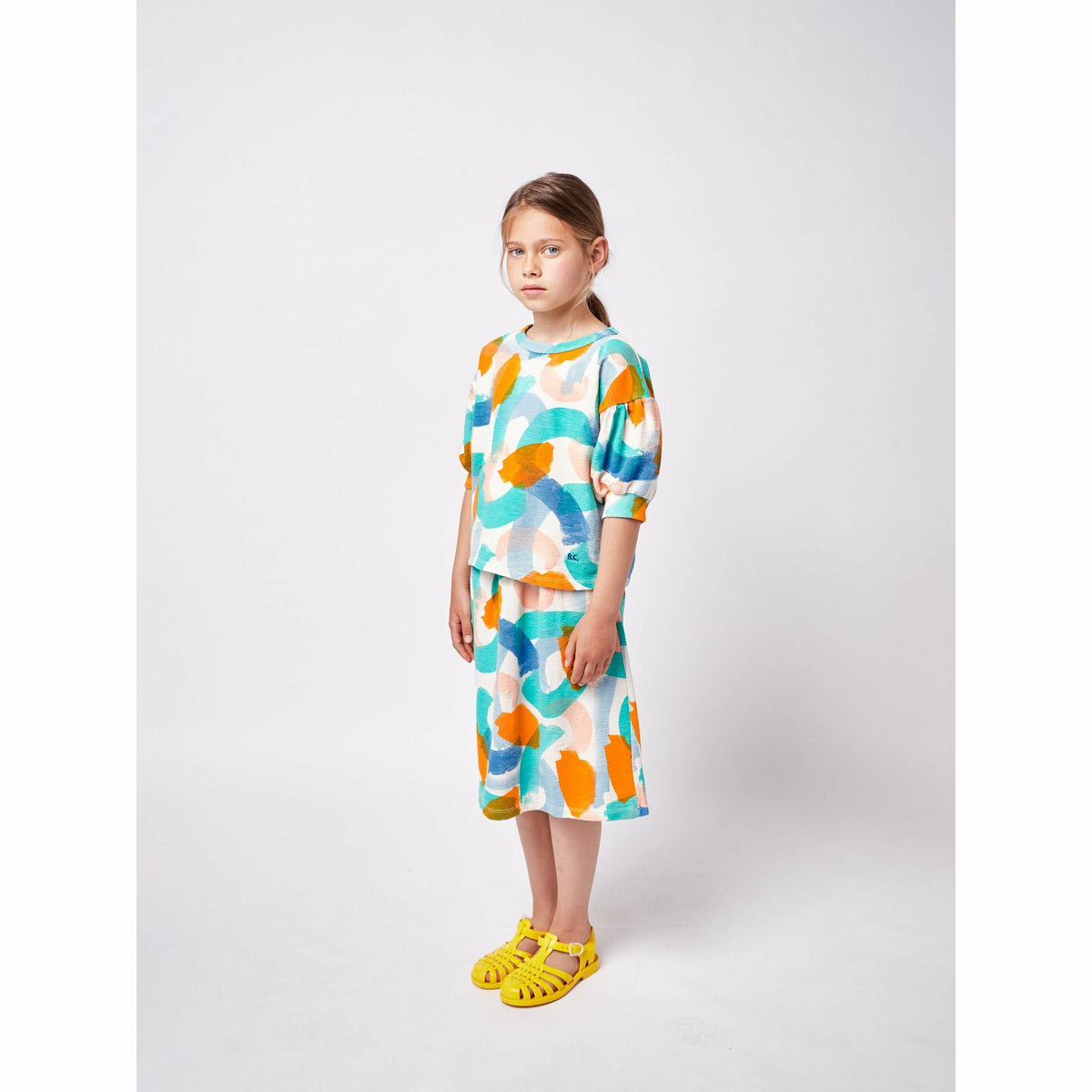 Brushstrokes All Over Midi Skirt