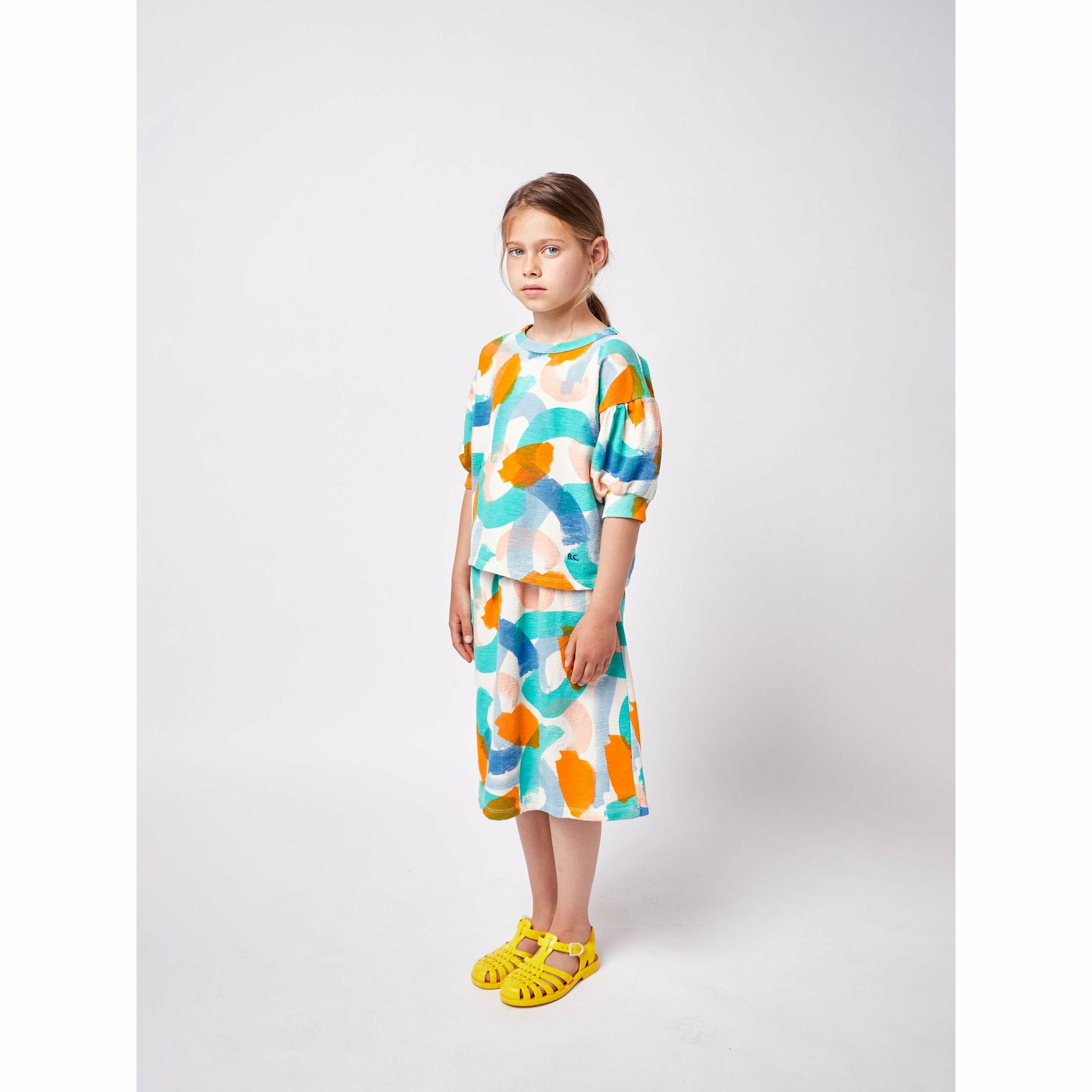 Brushstrokes All Over Midi Skirt