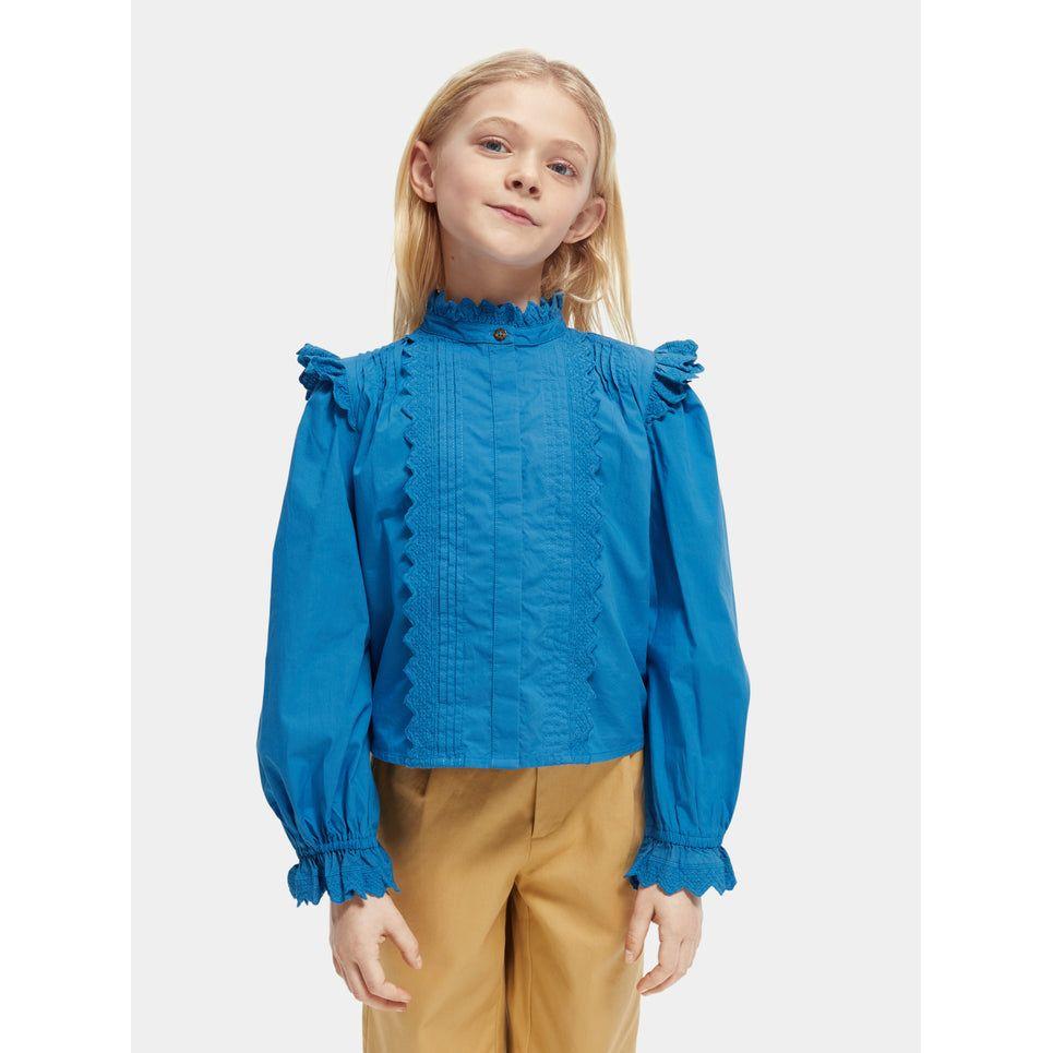 Organic Boxy-Fit Ruffled Shirt - Electric Blue