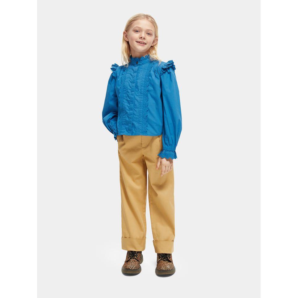 Organic Boxy-Fit Ruffled Shirt - Electric Blue