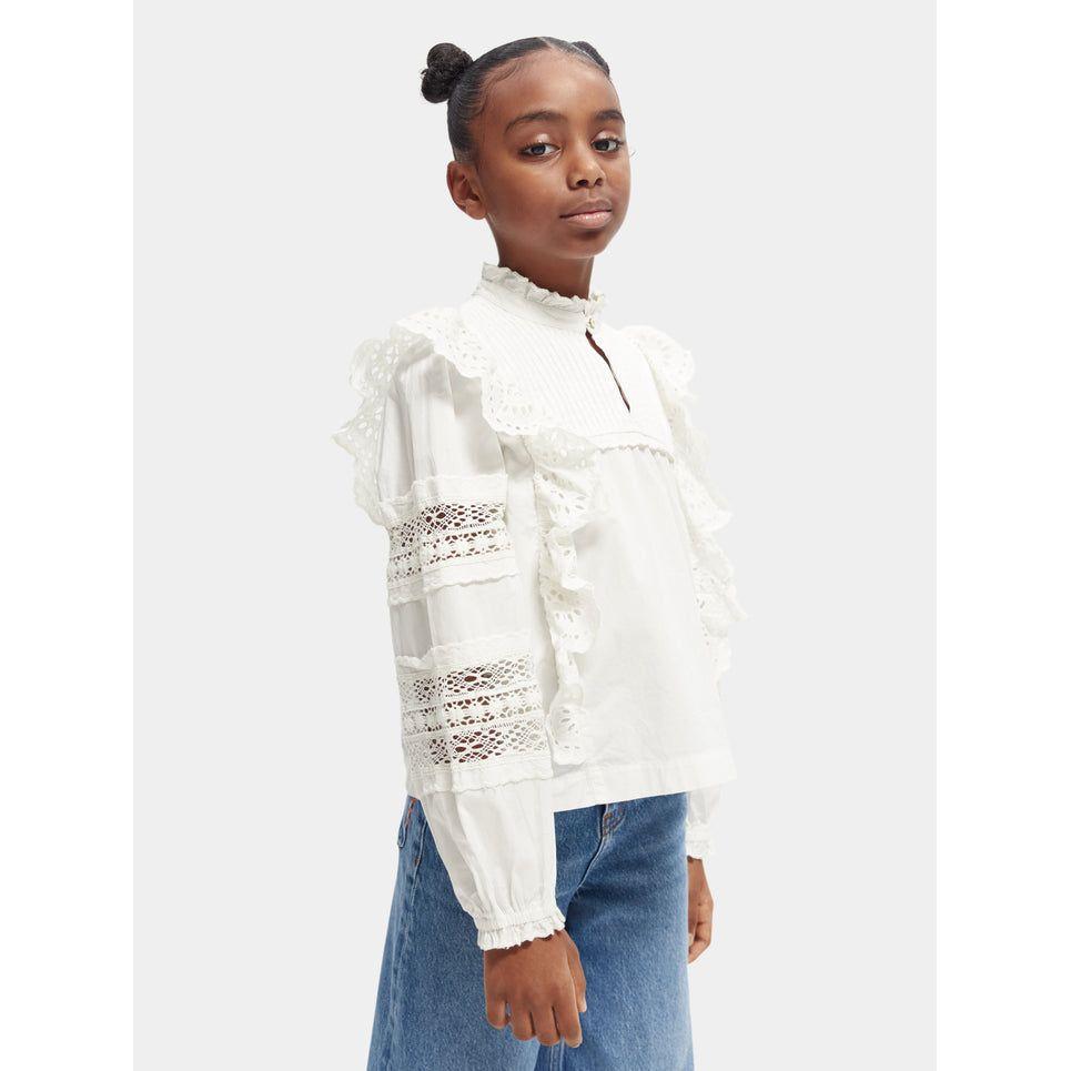 Broderie Anglaise Cotton Ruffled Top