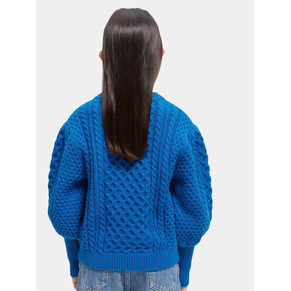 Chunky Cable-Knit Sweater - Electric Blue