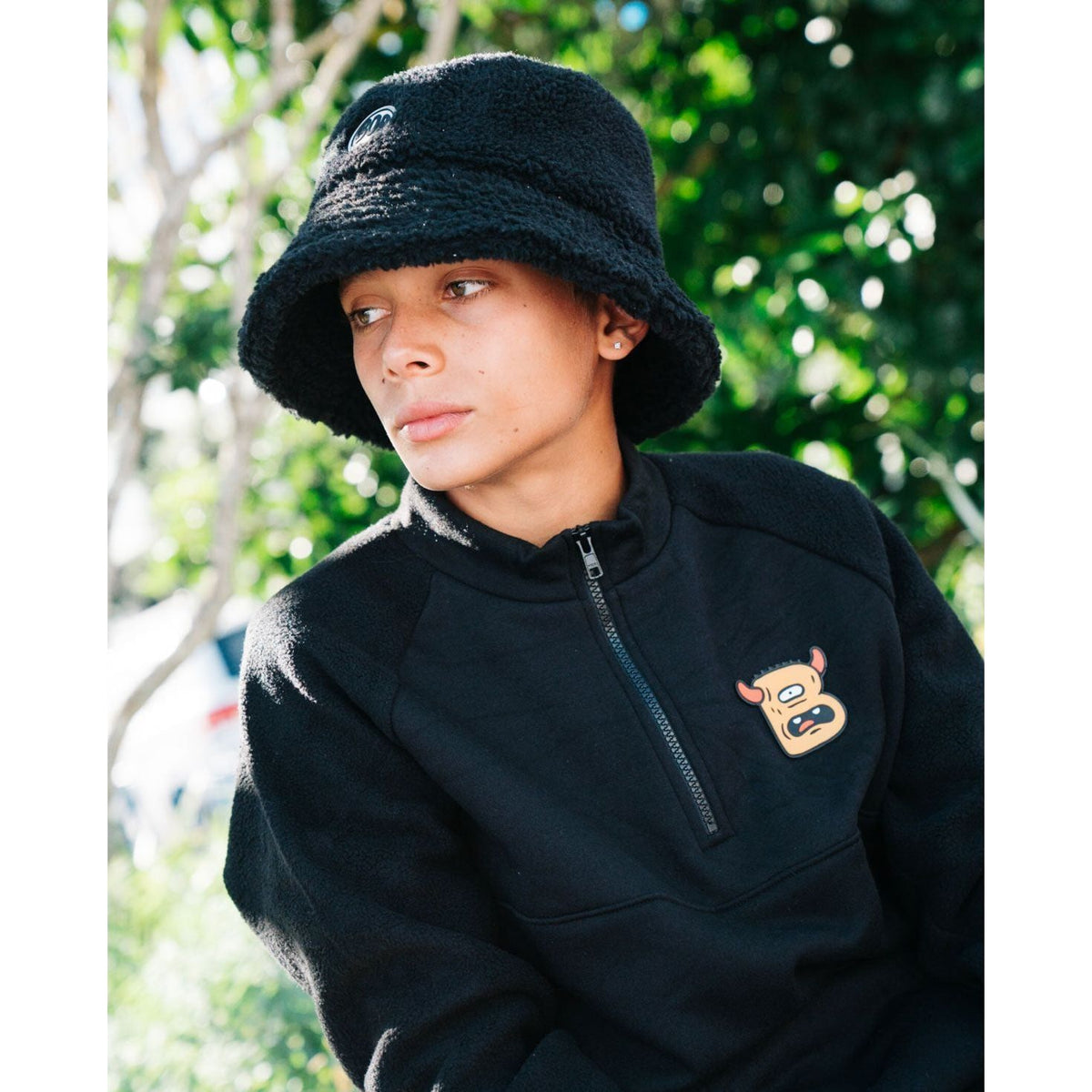 Black Fluffy Bucket Hat