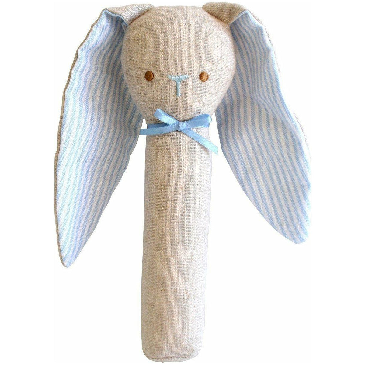 Bunny Rattle & Squeaker Linen - Blue