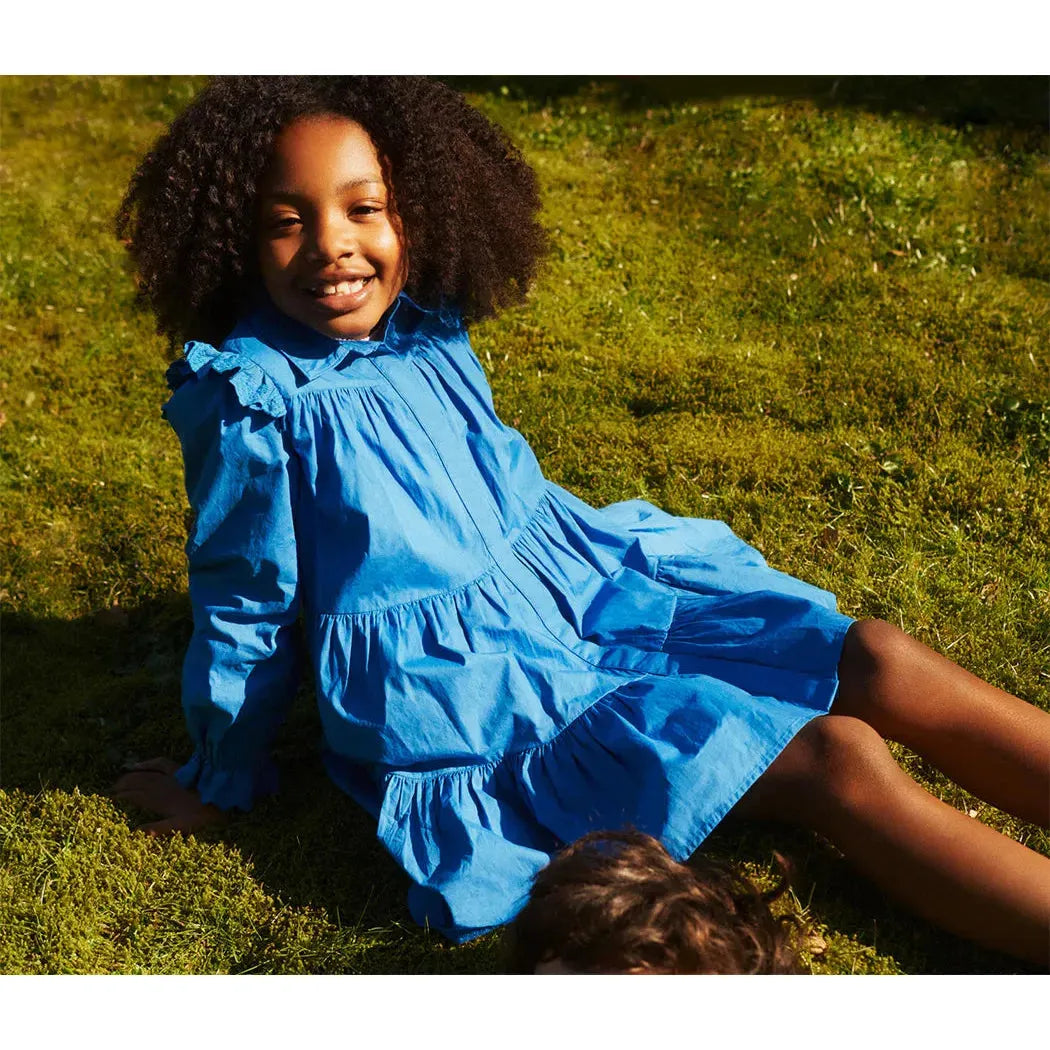 Organic Cotton Shirt Dress - Electric Blue