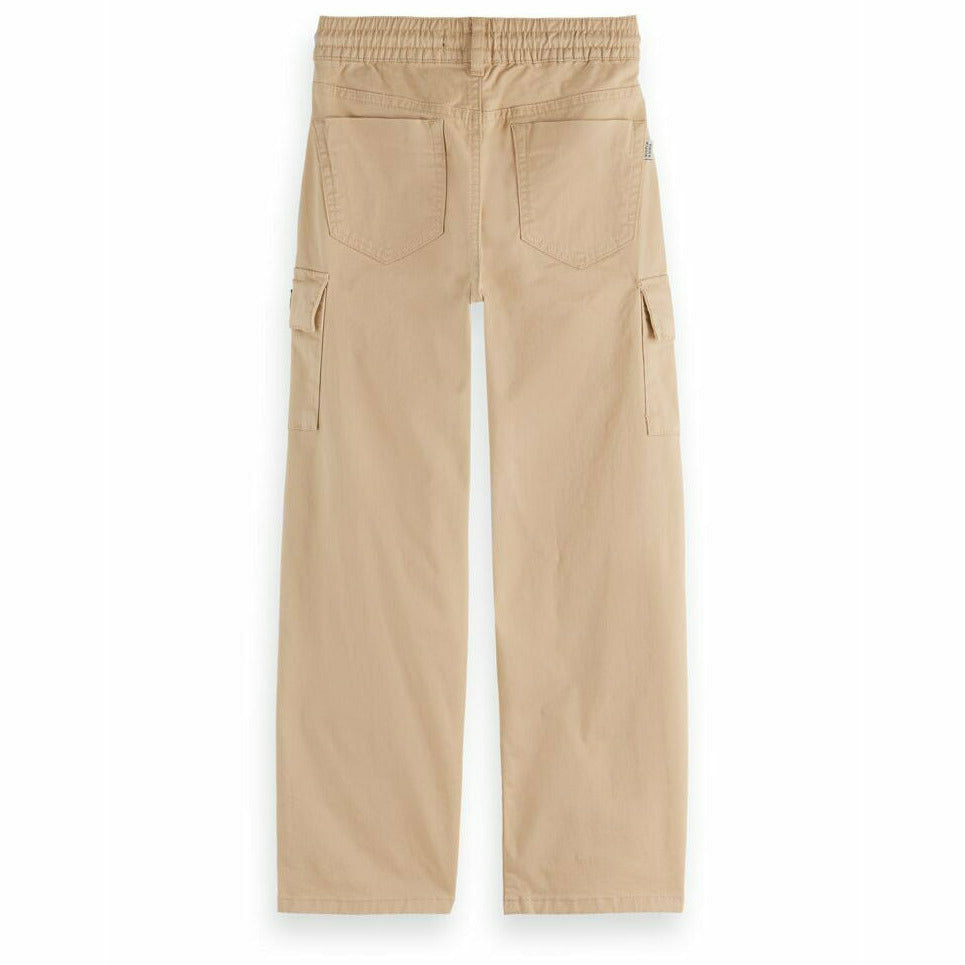 Loose Fit Elasticated-Waist Cargo Pants - Sand
