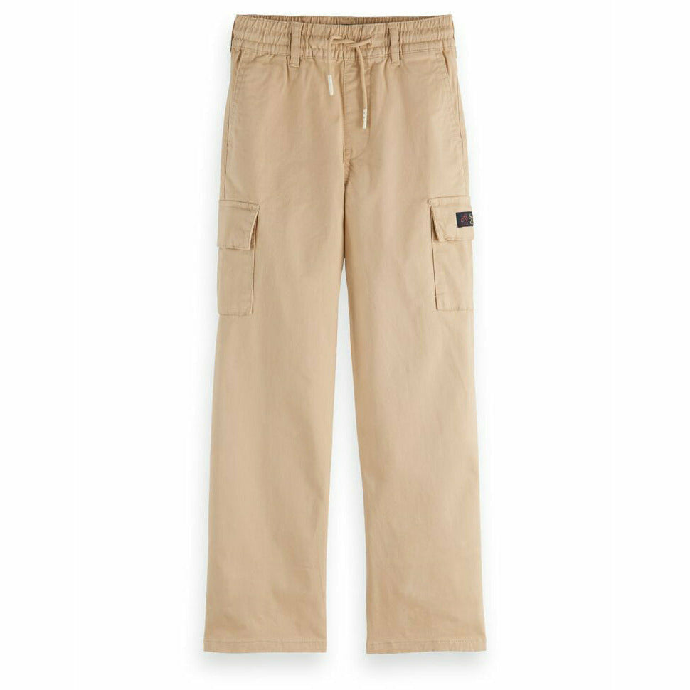 Loose Fit Elasticated-Waist Cargo Pants - Sand