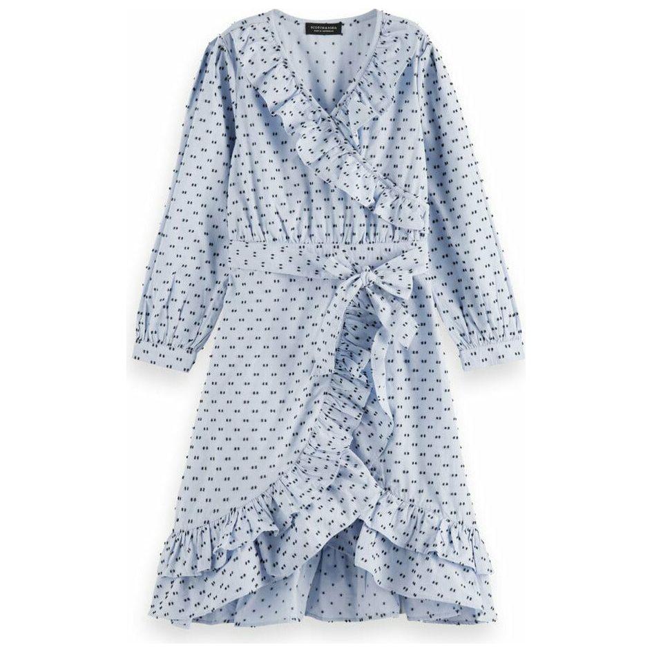Clip Jacquard Midi-Length Wrap-Over Dress - Breeze
