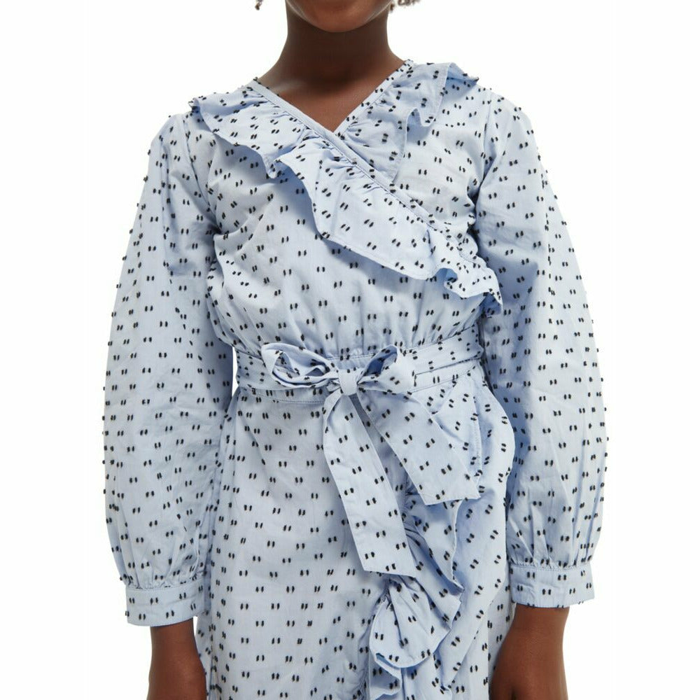 Clip Jacquard Midi-Length Wrap-Over Dress - Breeze