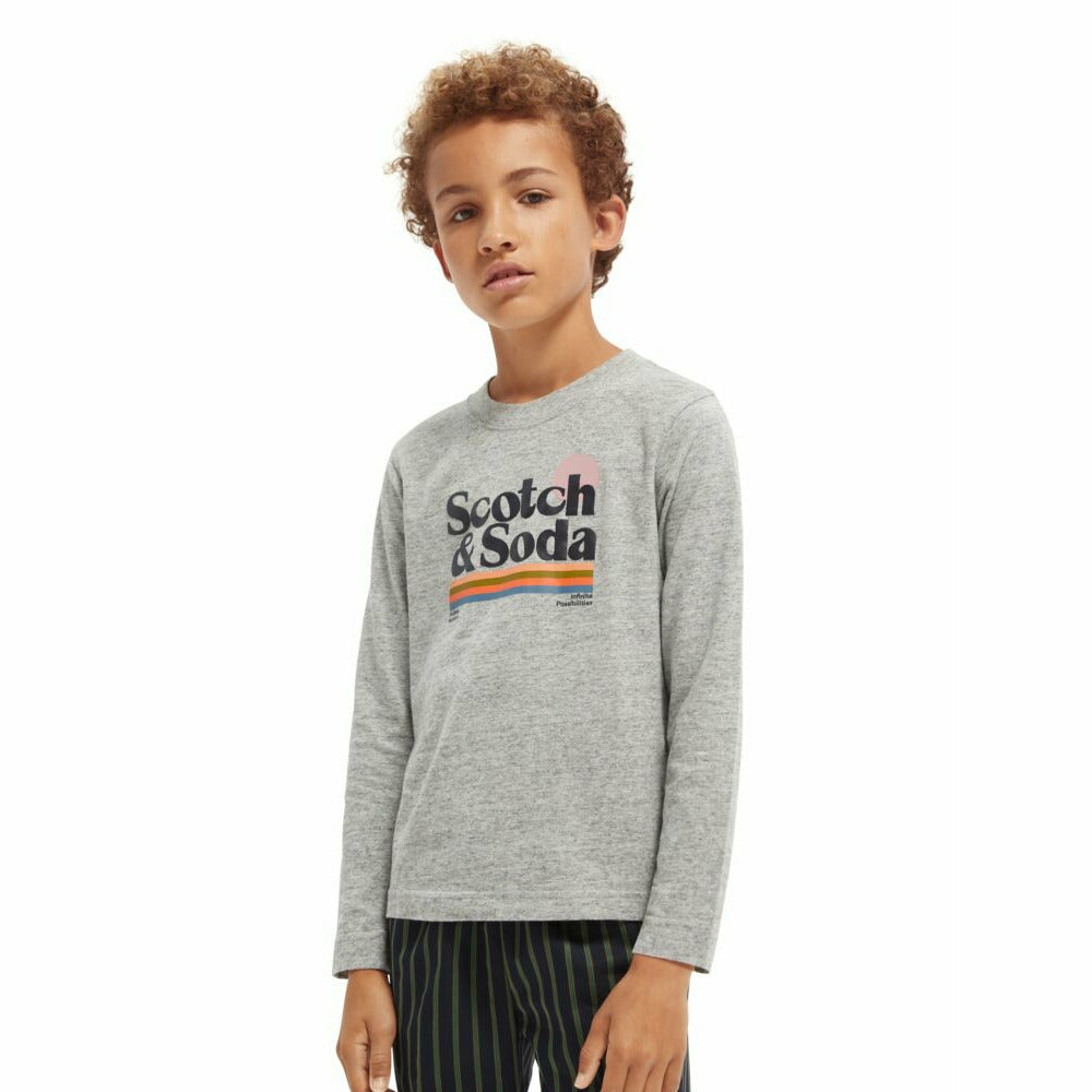 Long-Sleeved Brushed-Cotton Artwork T-Shirt - Grey Melange