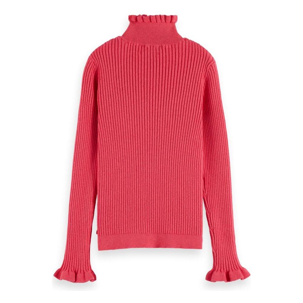 Ruffled Half-Zip Rib Sweater