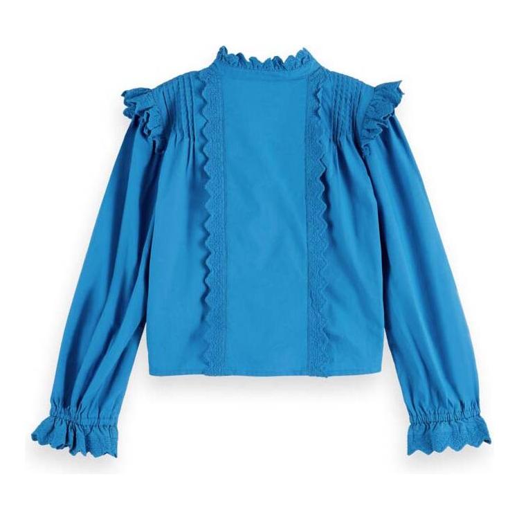 Organic Boxy-Fit Ruffled Shirt - Electric Blue