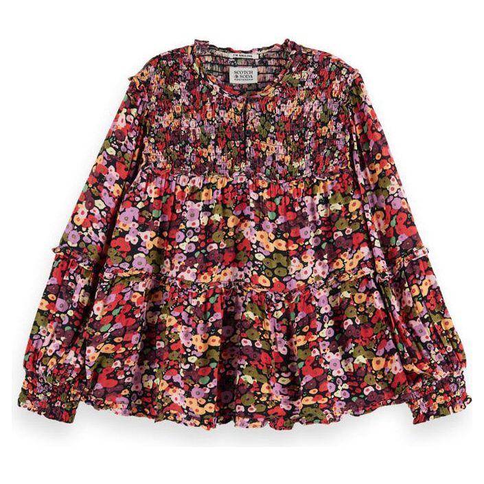 All-Over Printed Smock Detail Top