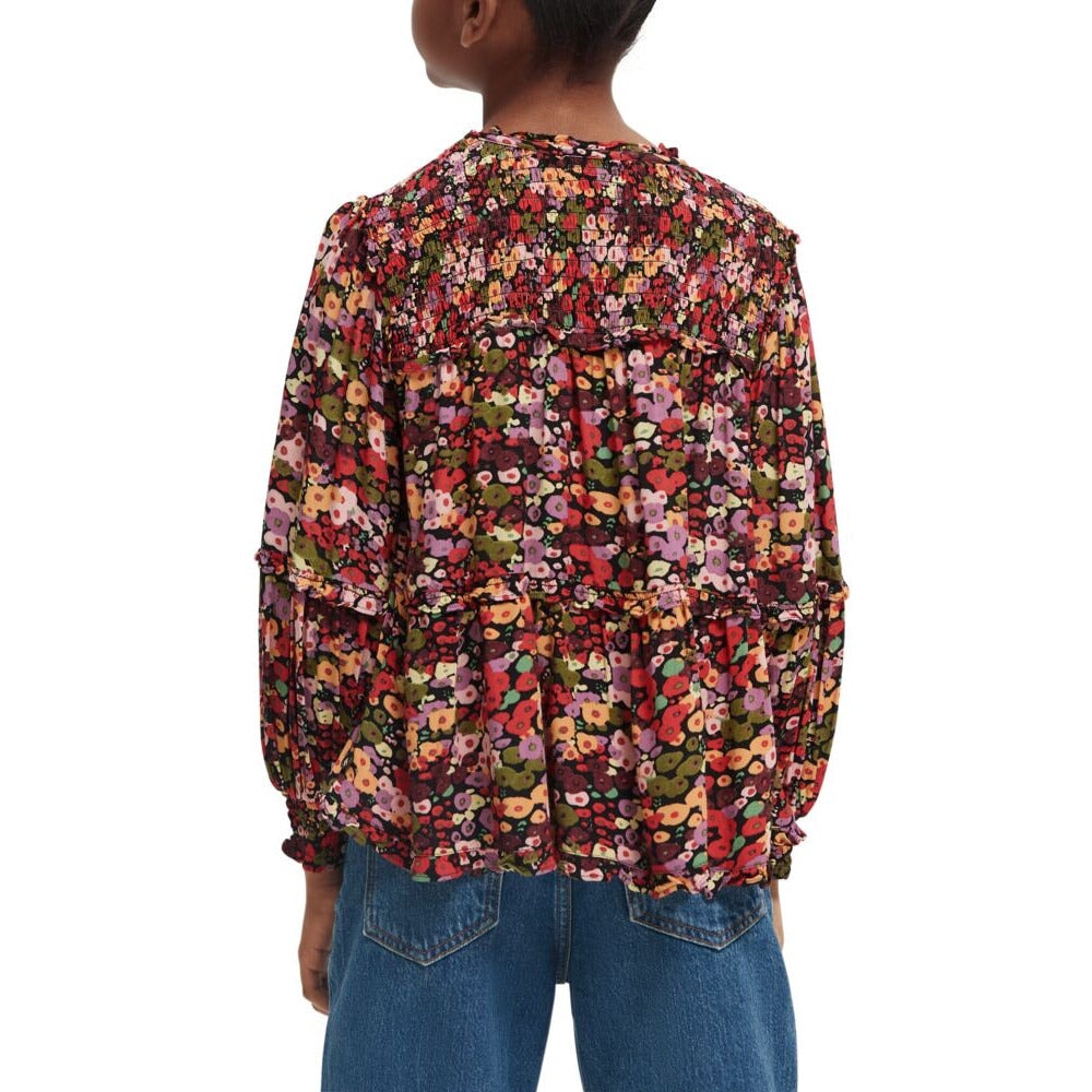 All-Over Printed Smock Detail Top