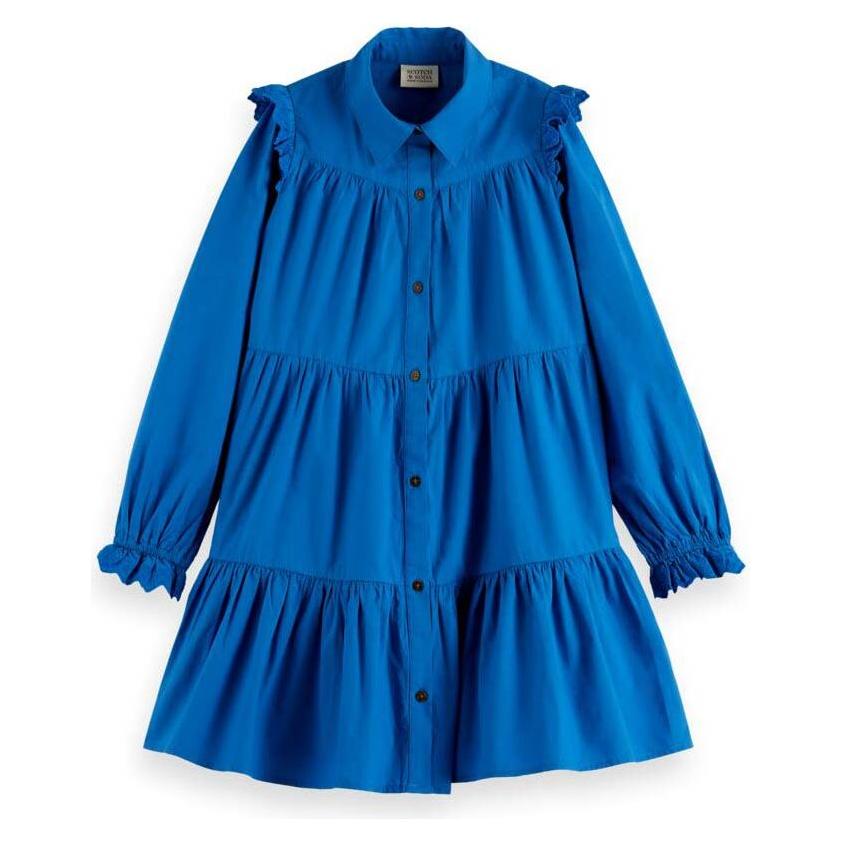 Organic Cotton Shirt Dress - Electric Blue