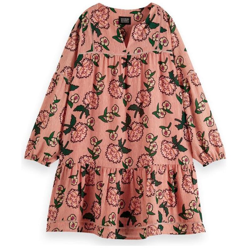 Long-Sleeved Printed Wide Fit Midi Dress