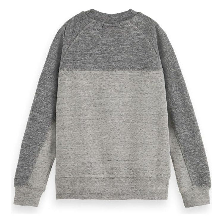 Panelled Melange Crewneck Side-Zip Sweatshirt