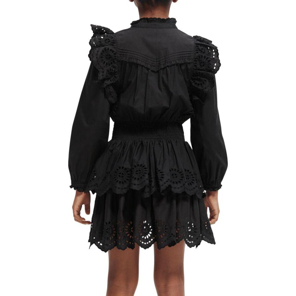 Short Length Long-Sleeve Broderie Anglaise Tiered Dress
