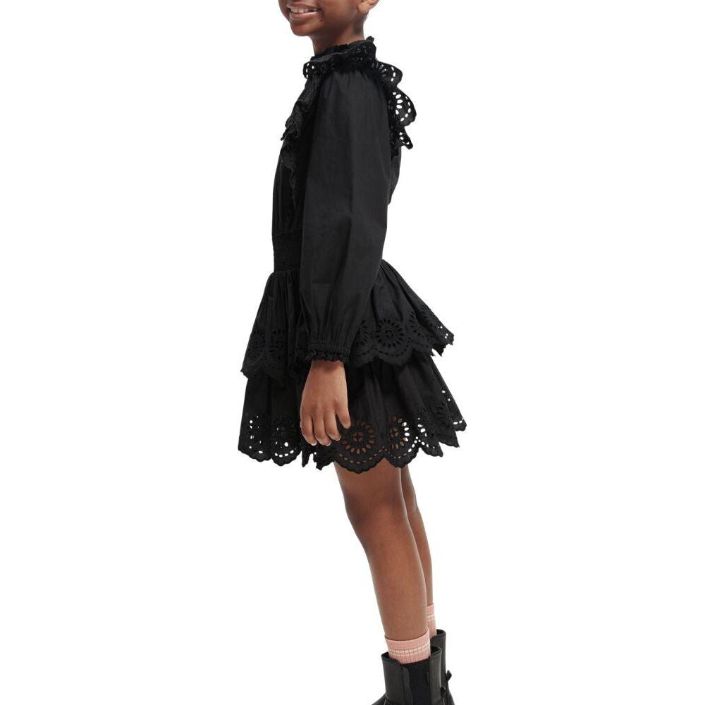 Short Length Long-Sleeve Broderie Anglaise Tiered Dress