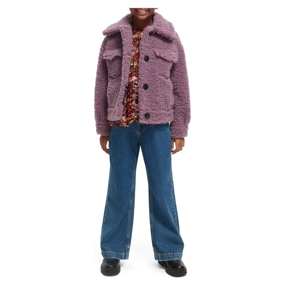 Boxy-Fit Bonded Teddy Jacket - Lavender