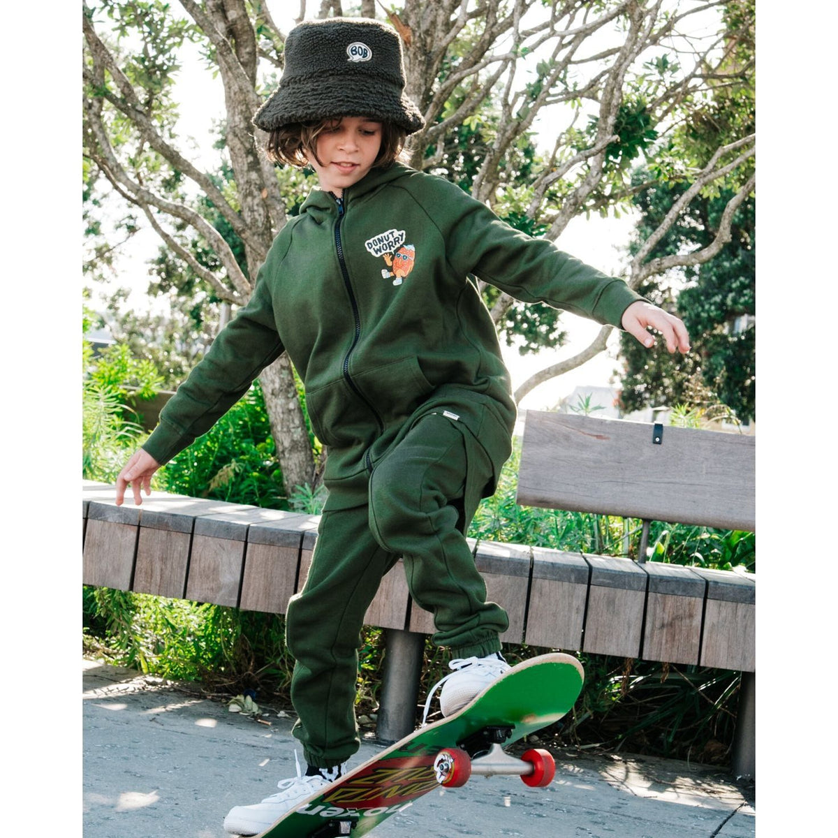 Donut Worry Fleece Zip Hood